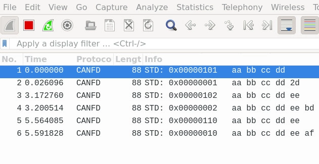 hexLIN Linux LIN USB wireshark trace, LIN frames